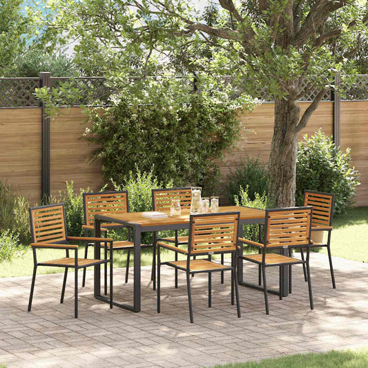 vidaXL Σέτ φαγητού για κήπο 7 pcs Μαύρο και Καφέ συνθετικό ρατάν