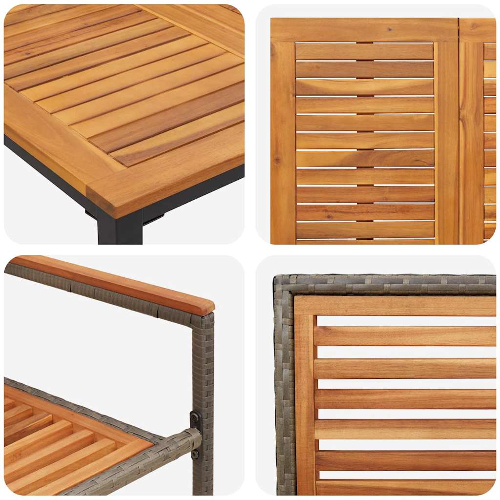 vidaXL Σετ Τραπεζαρίας Κήπου 7 Τεμαχίων Γκρι Πολυ Ράτταν Ακακία