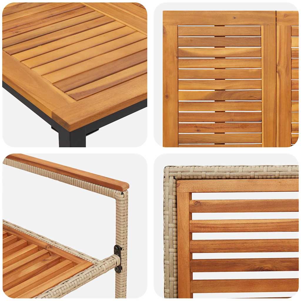 vidaXL 9 Τεμαχίων Σετ Τραπεζαρίας Κήπου Μπεζ Πολυ Ρατάν Ακακία