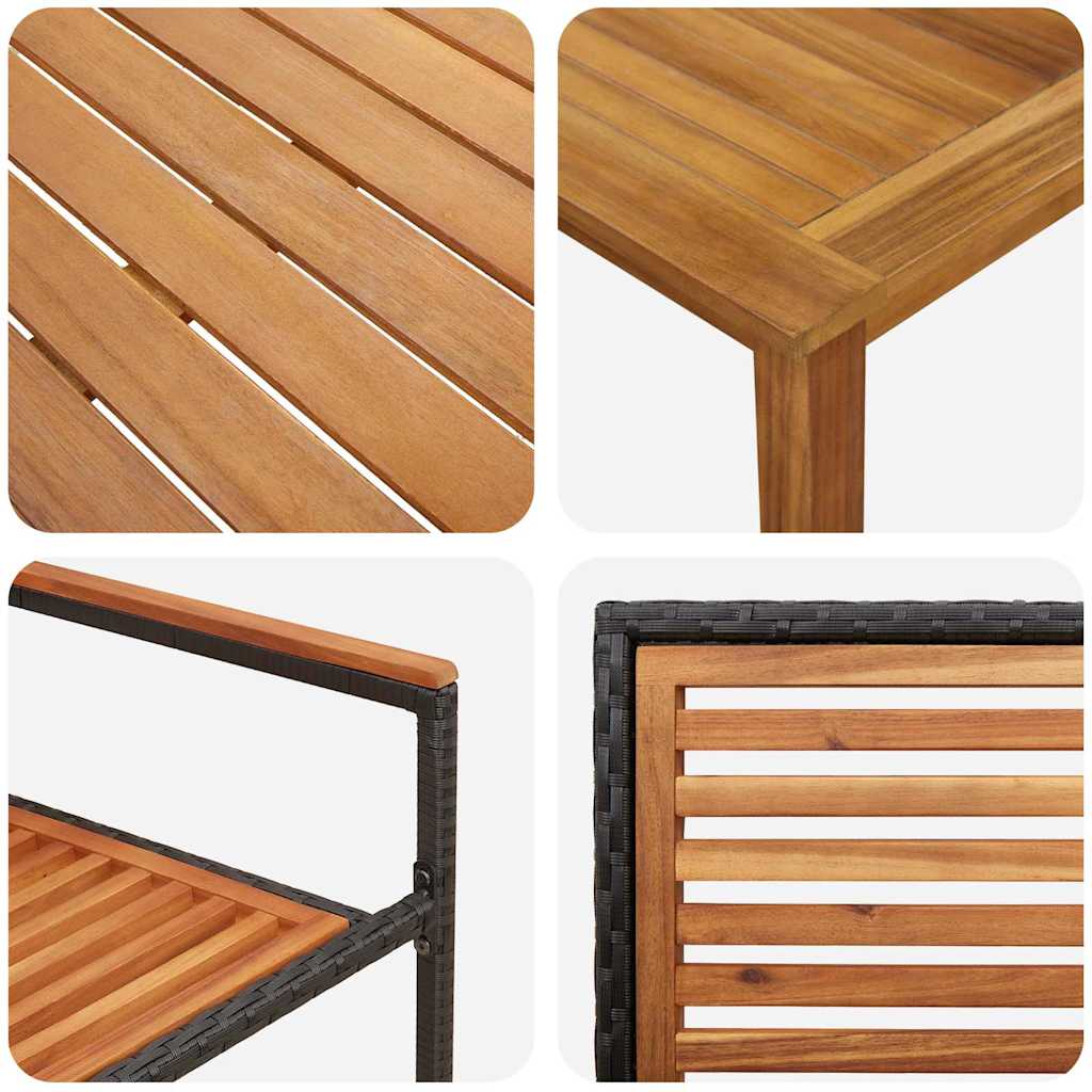 vidaXL Σέτ φαγητού για κήπο 3 pcs Μαύρο Πολυ ράταν