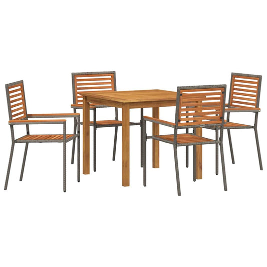 vidaXL Σετ Φαγητού Κήπου 5 pcs Γκρι 85 x 85 x 74 cm Ξύλο & Μέταλλο