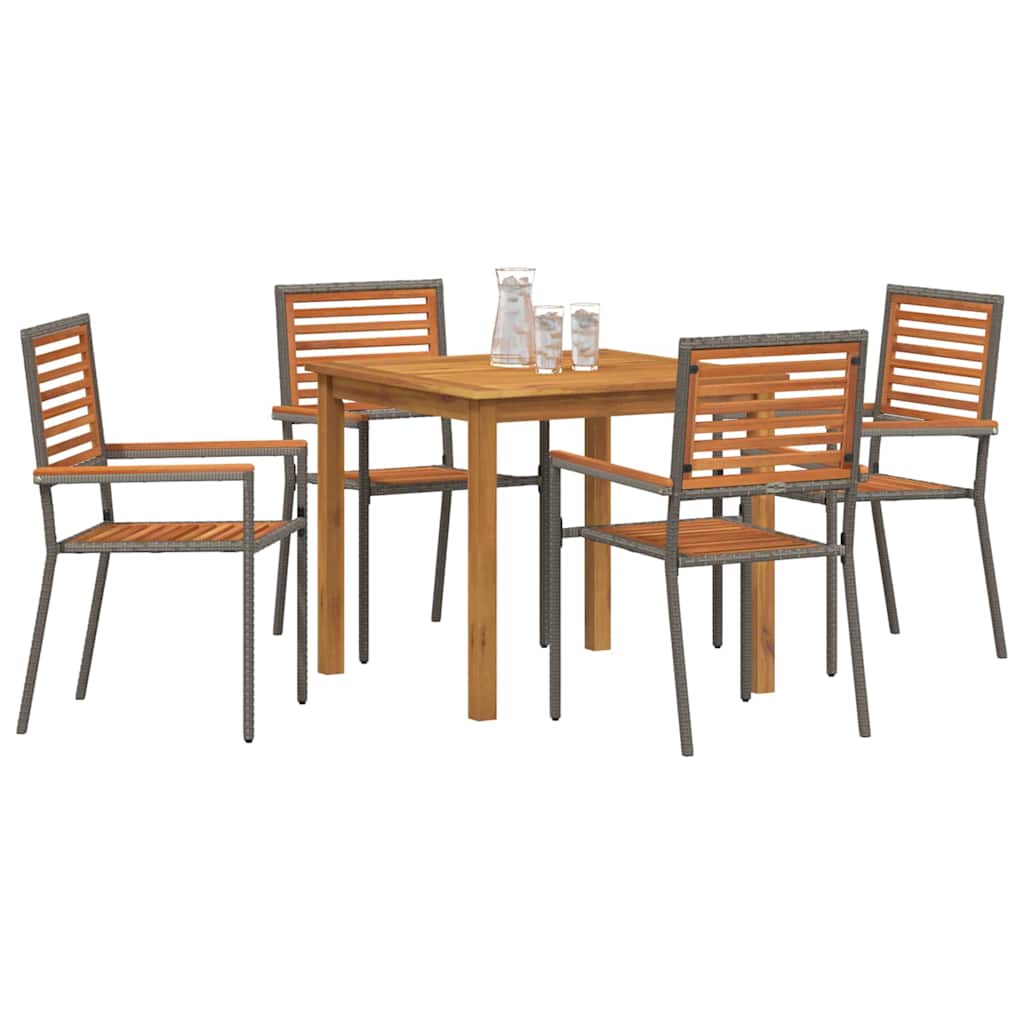 vidaXL Σετ Φαγητού Κήπου 5 pcs Γκρι 85 x 85 x 74 cm Ξύλο & Μέταλλο