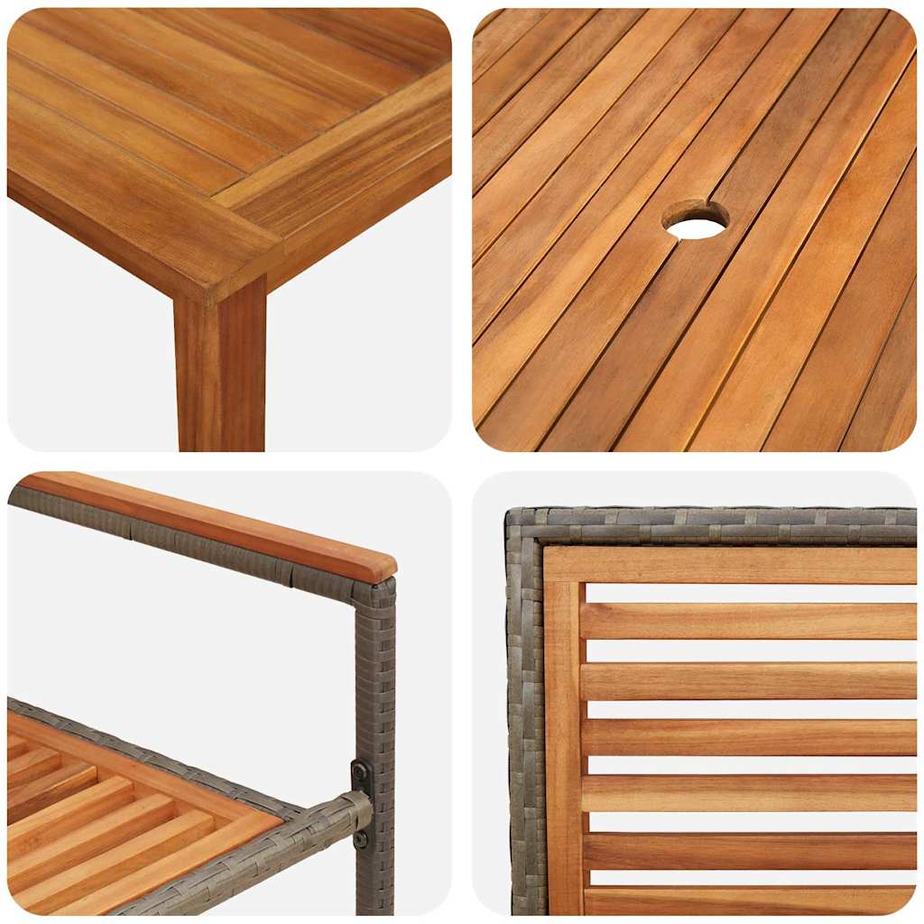 vidaXL Σέτ φαγητού για κήπο 5 pcs Γκρι Πολυ ράταν