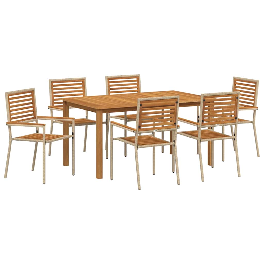 vidaXL Σετ Τραπεζαρίας Κήπου 7 pcs Μπεζ 150 x 90 x 74 cm
