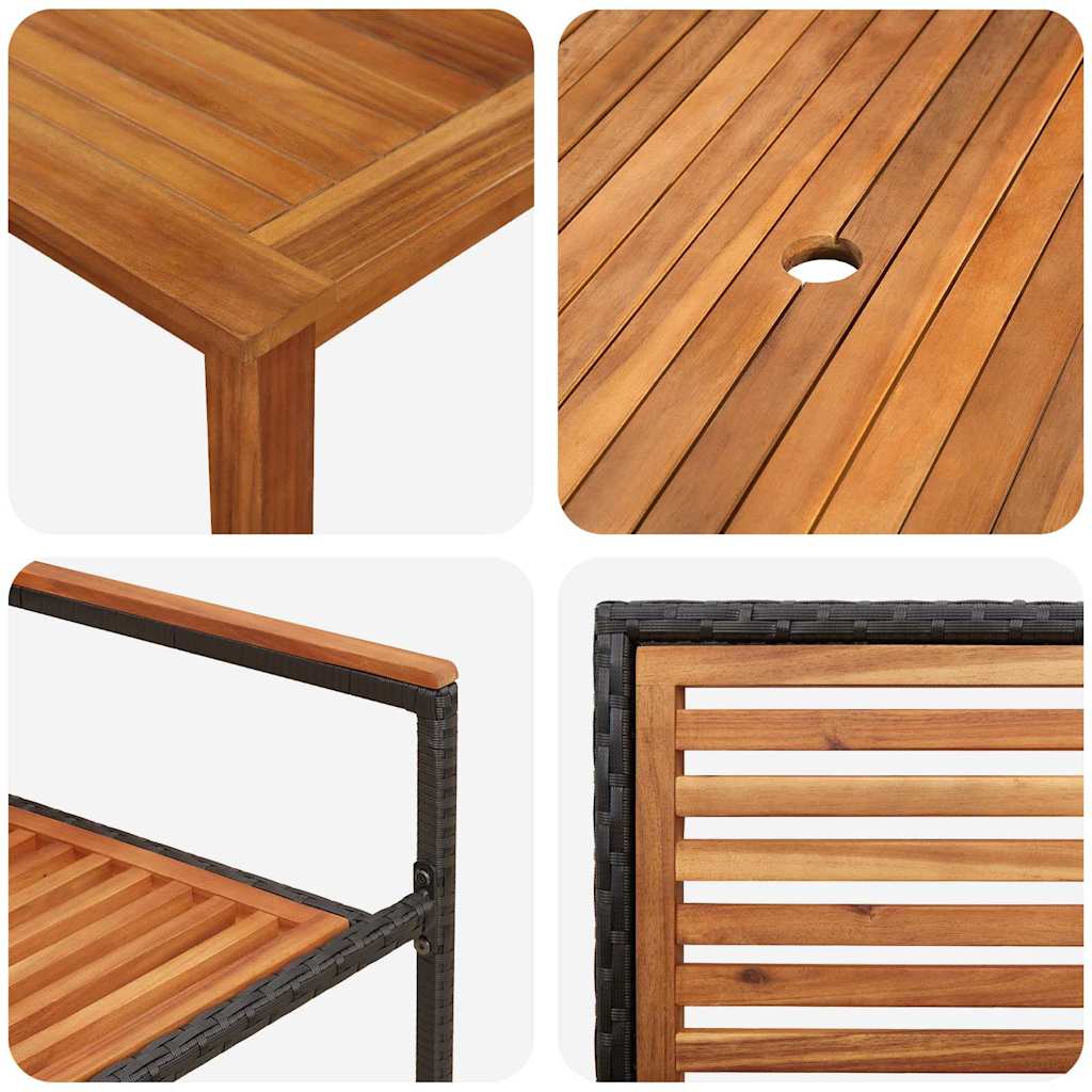 vidaXL Σετ Τραπεζαρίας Κήπου 7 pcs Μαύρο 200 x 100 x 74 cm