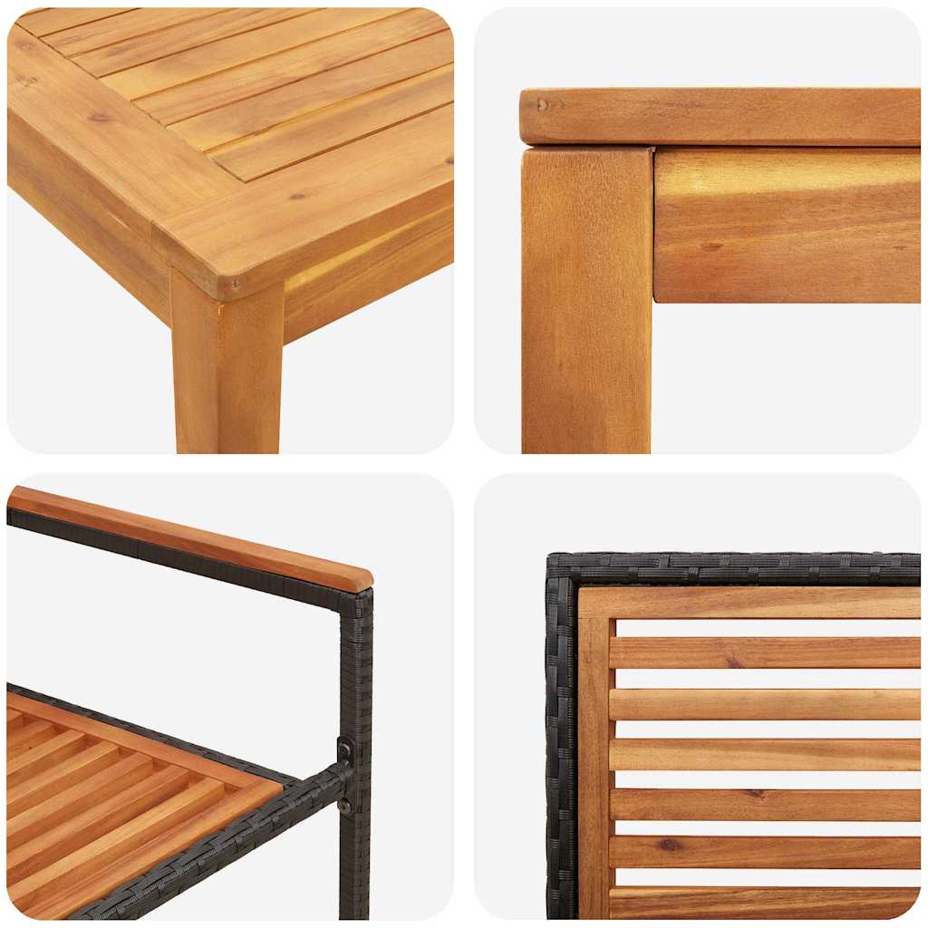 vidaXL Σέτ φαγητού για κήπο 3 pcs Μαύρο Πολυ ράταν