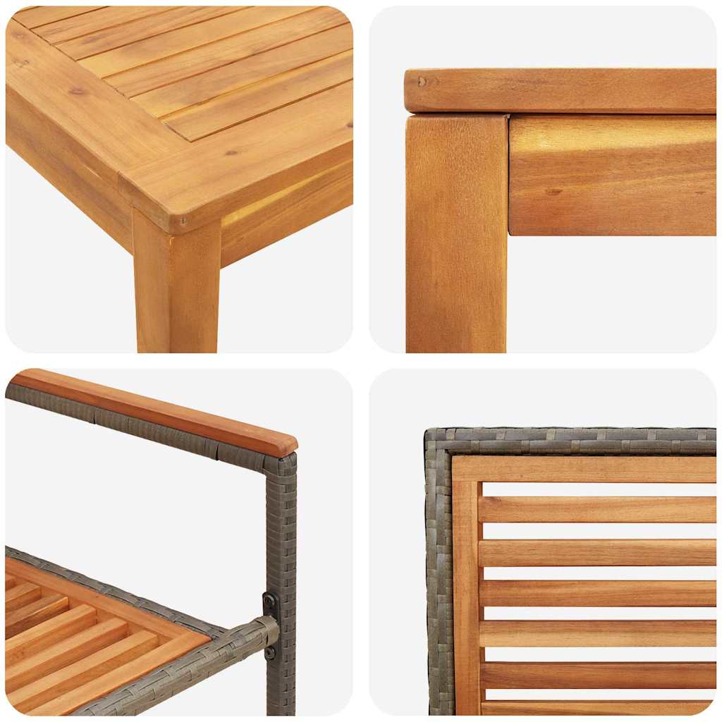 vidaXL Σέτ φαγητού για κήπο 3 pcs Γκρι Πολυ ράταν