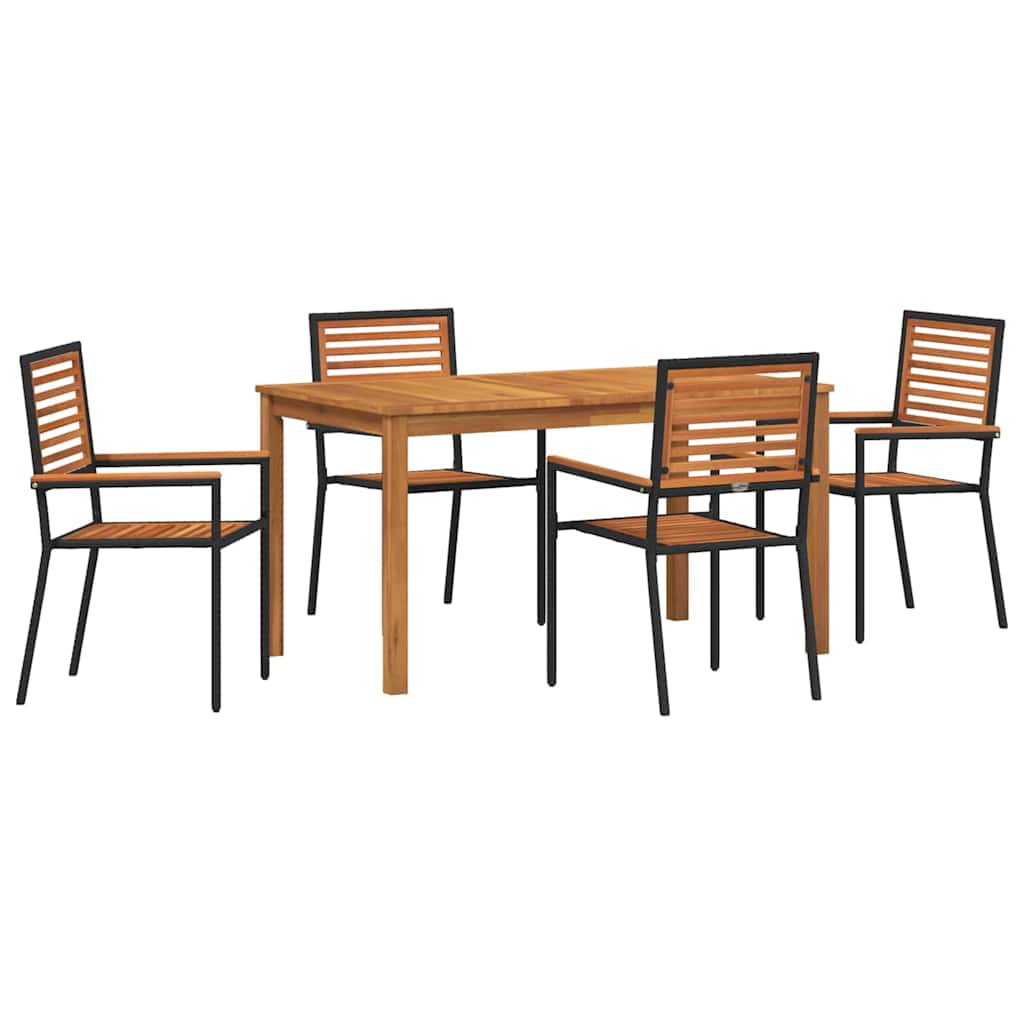 vidaXL Σέτ φαγητού για κήπο 5 pcs Μαύρο Στερεό Ξύλο Ακακίας