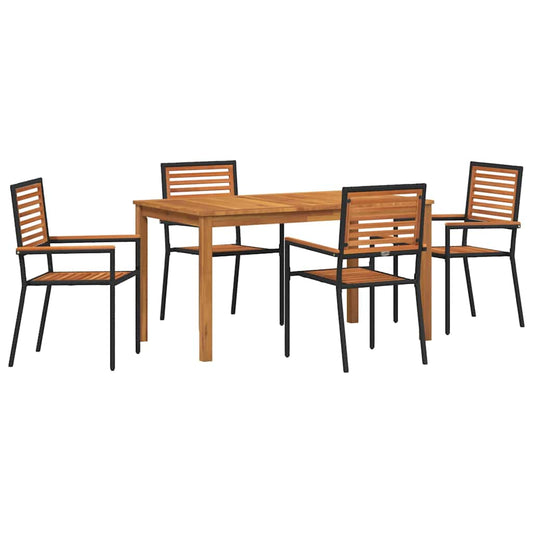 vidaXL Σέτ φαγητού για κήπο 5 pcs Μαύρο Στερεό Ξύλο Ακακίας