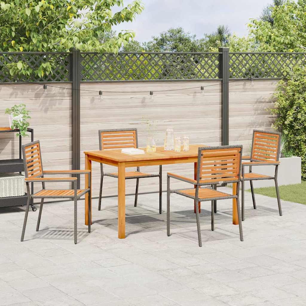vidaXL Σέτ φαγητού για κήπο 5 pcs Γκρι Στερεό Ξύλο Ακακίας