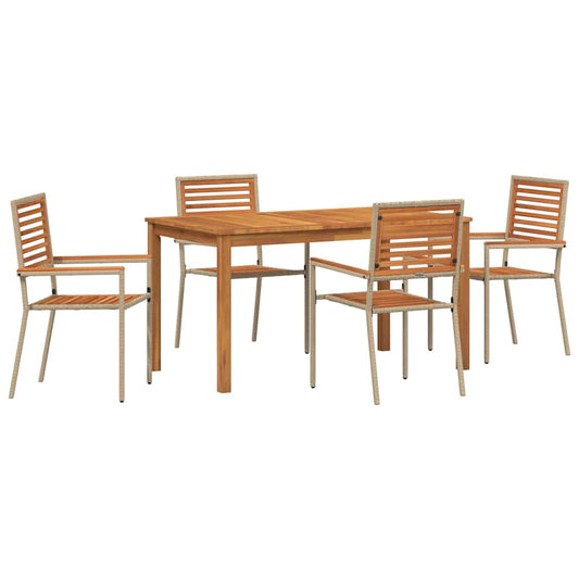 vidaXL Σέτ φαγητού για κήπο 5 pcs Μπεζ Στερεό Ξύλο Ακακίας