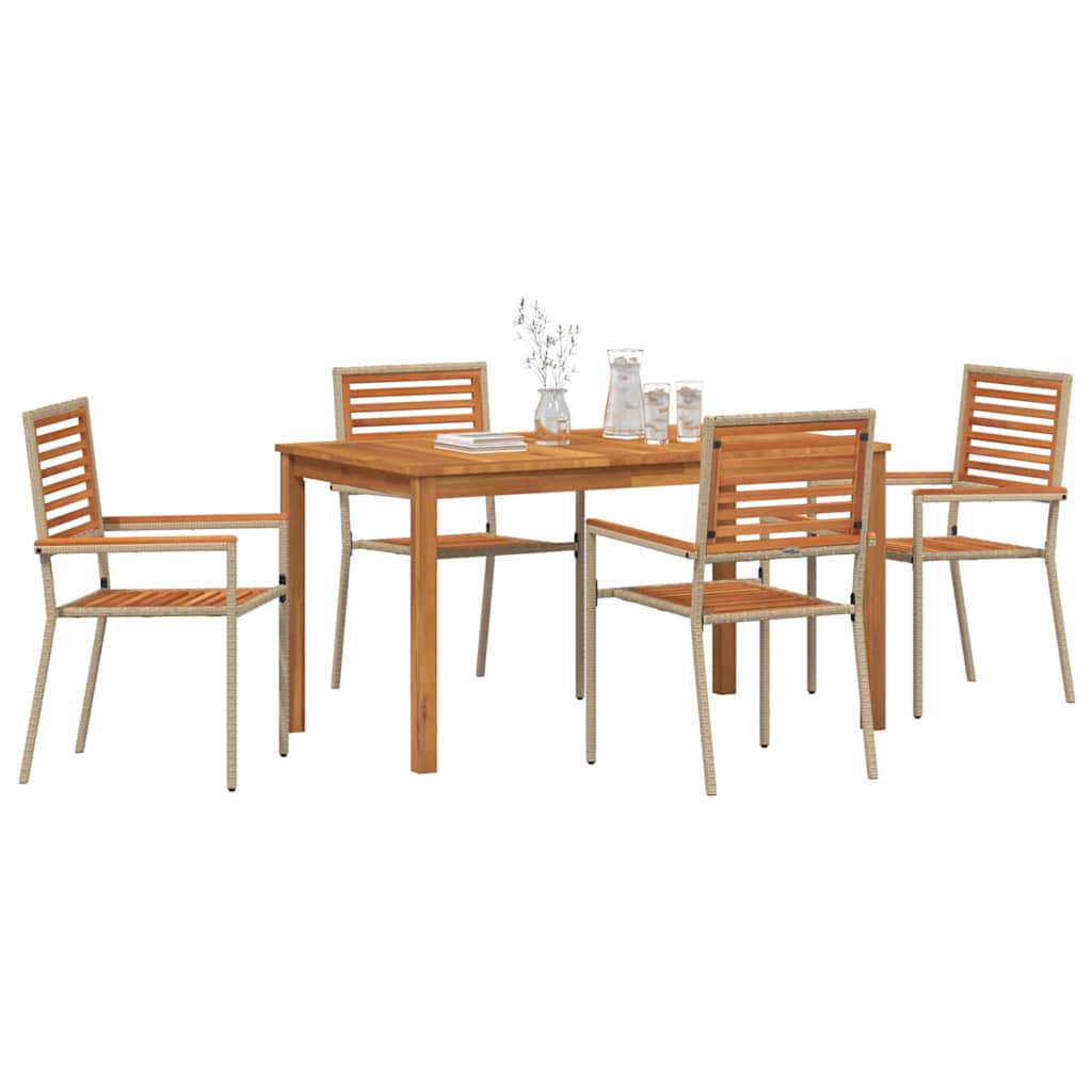 vidaXL Σέτ φαγητού για κήπο 5 pcs Μπεζ Στερεό Ξύλο Ακακίας