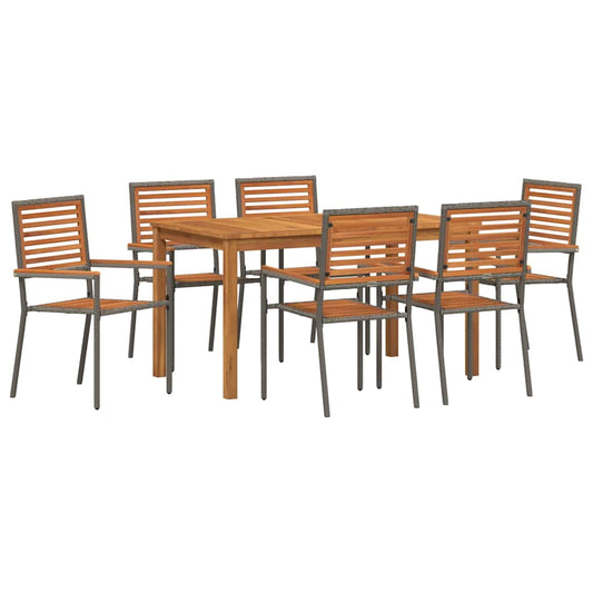 vidaXL Σέτ φαγητού για κήπο 7 pcs Γκρι Στερεό Ξύλο Ακακίας