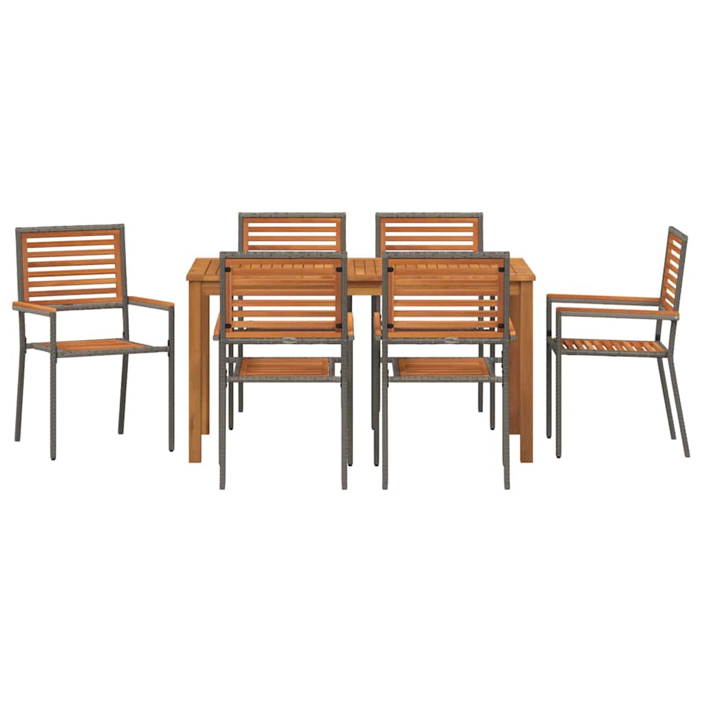 vidaXL Σέτ φαγητού για κήπο 7 pcs Γκρι Στερεό Ξύλο Ακακίας