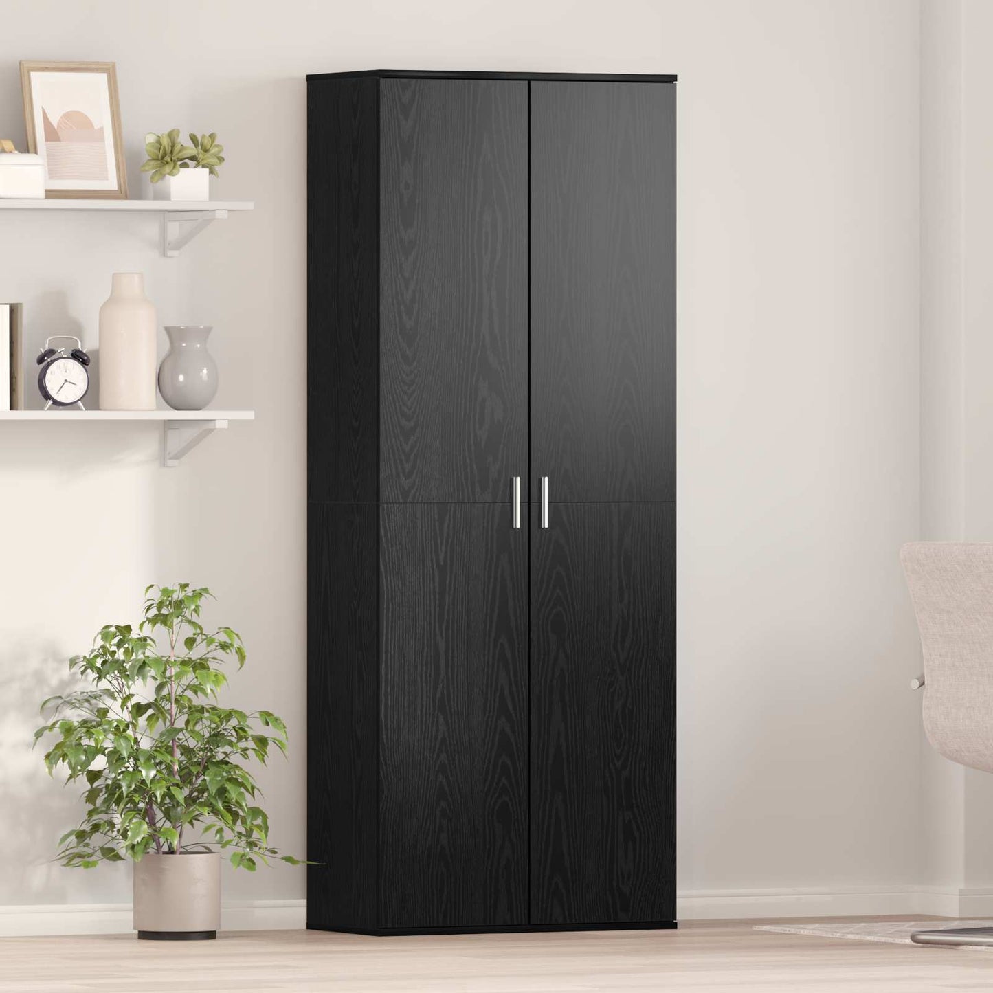 vidaXL Highboard 70 x 33.5 x 180 εκ. Επεξεργασμένο Ξύλο Μαύρη Οξυά