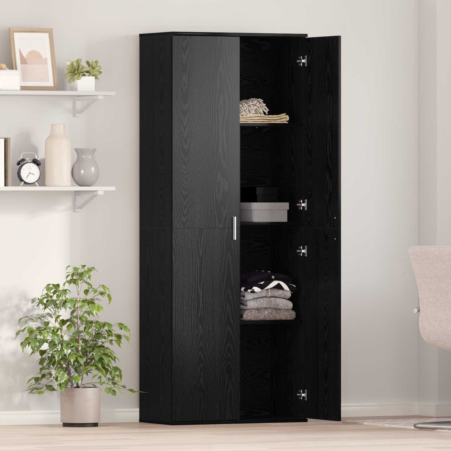 vidaXL Highboard 70 x 33.5 x 180 εκ. Επεξεργασμένο Ξύλο Μαύρη Οξυά
