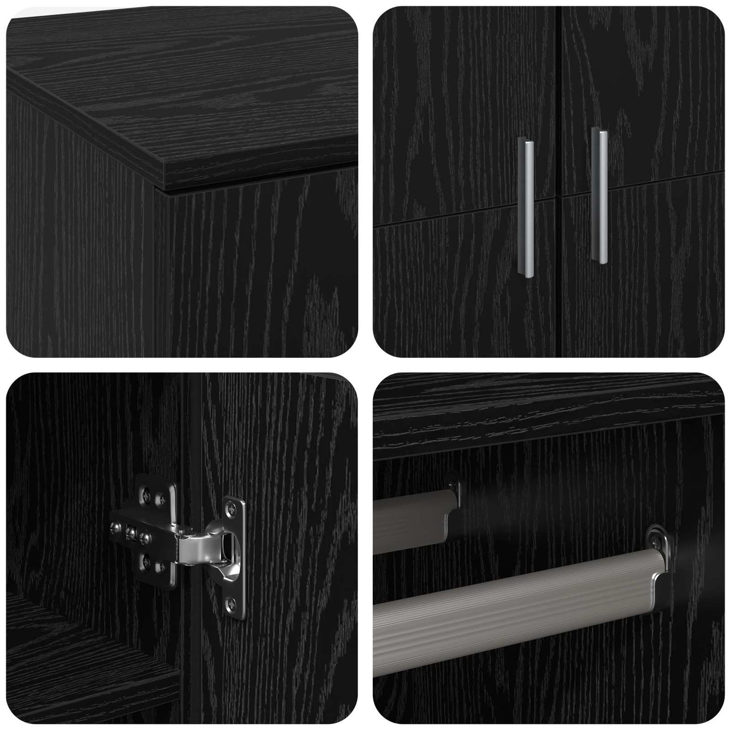 vidaXL Highboard 80 x 39 x 178 εκ Επεξεργασμένο Ξύλο Μαύρη Δρυς