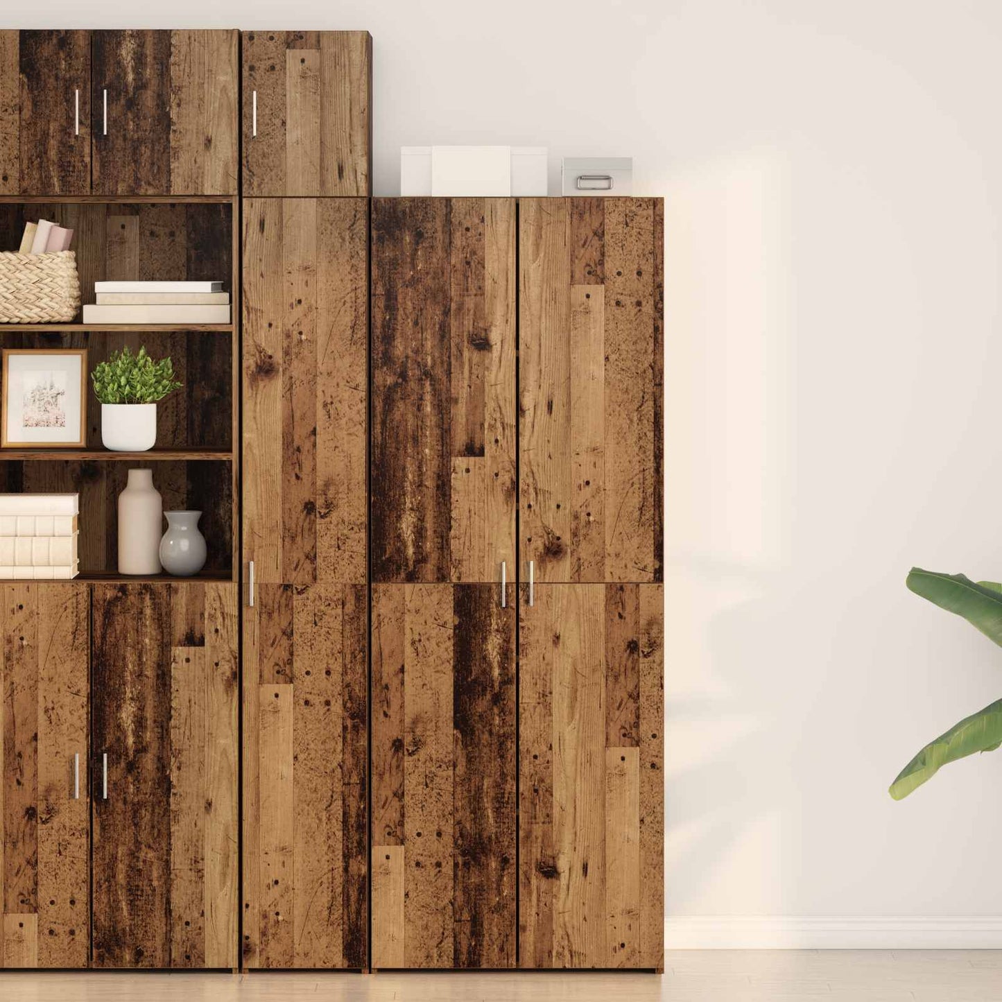 vidaXL Highboard 2 pcs Παλιό ξύλο 70 x 42,5 x 185 εκ