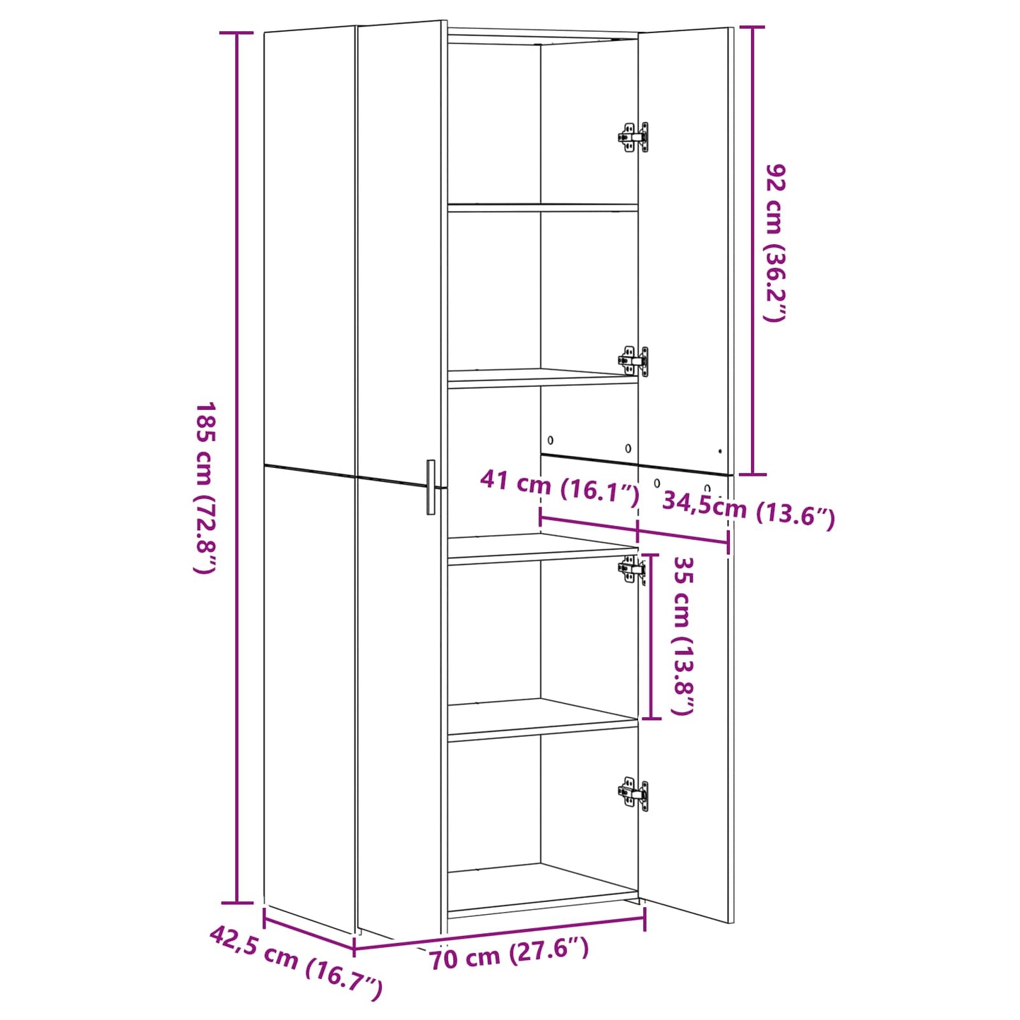 vidaXL Highboard 2 pcs Artisan Oak 70 x 42,5 x 185 εκ