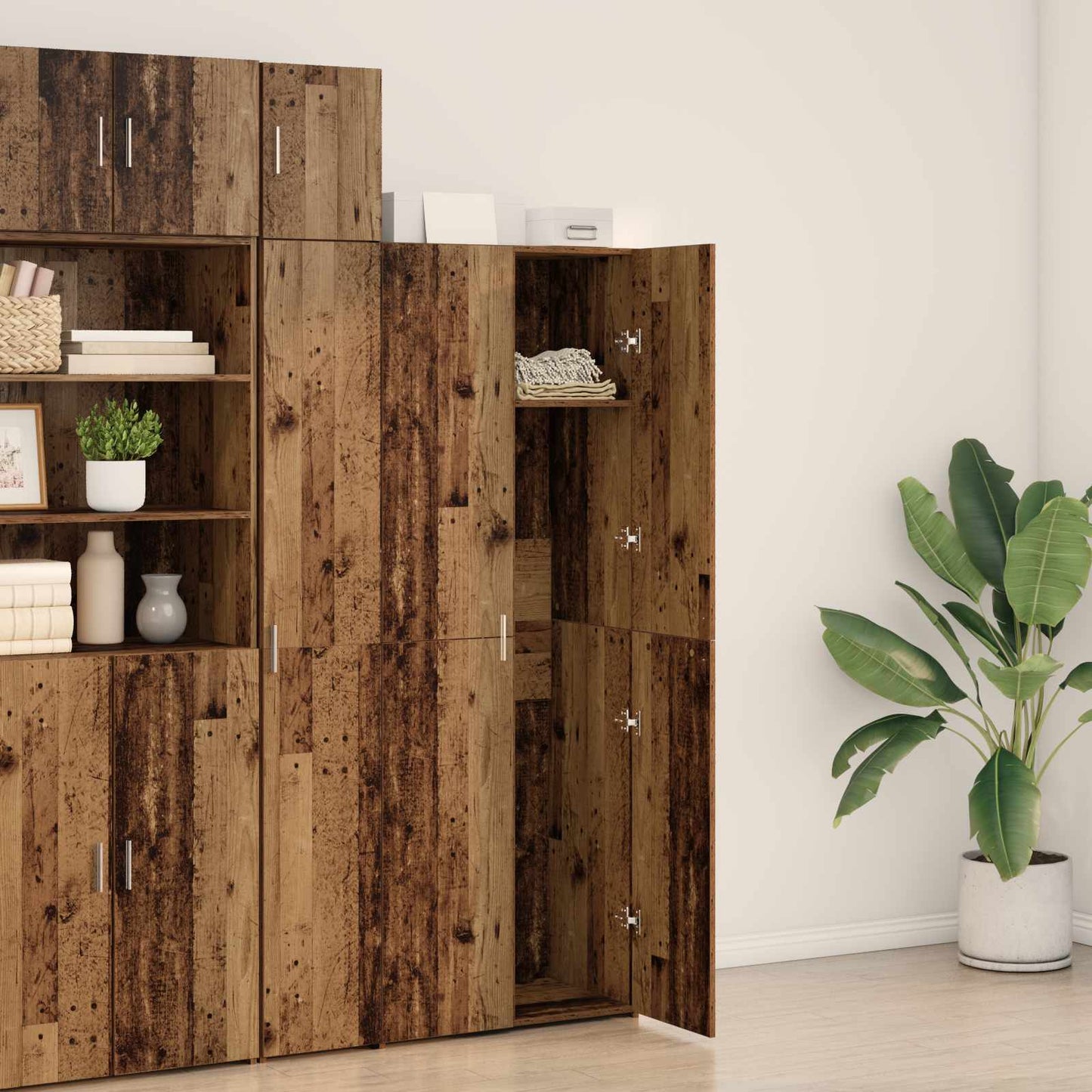 vidaXL Highboard 2 pcs Παλιό ξύλο 70 x 42,5 x 185 εκ
