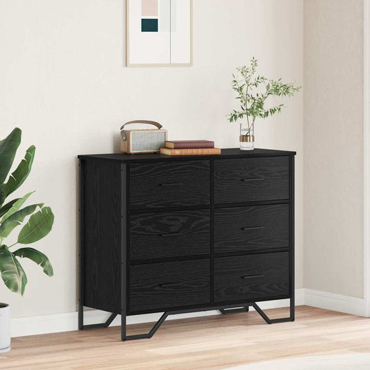 vidaXL Κομοδίνο Μαύρης Βελανιδιάς 91x35.5x74.5 εκ Επεξεργασμένο Ξύλο