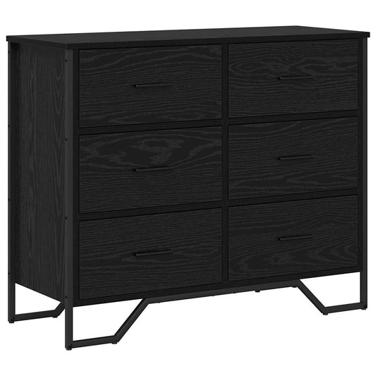 vidaXL Κομοδίνο Μαύρης Βελανιδιάς 91x35.5x74.5 εκ Επεξεργασμένο Ξύλο