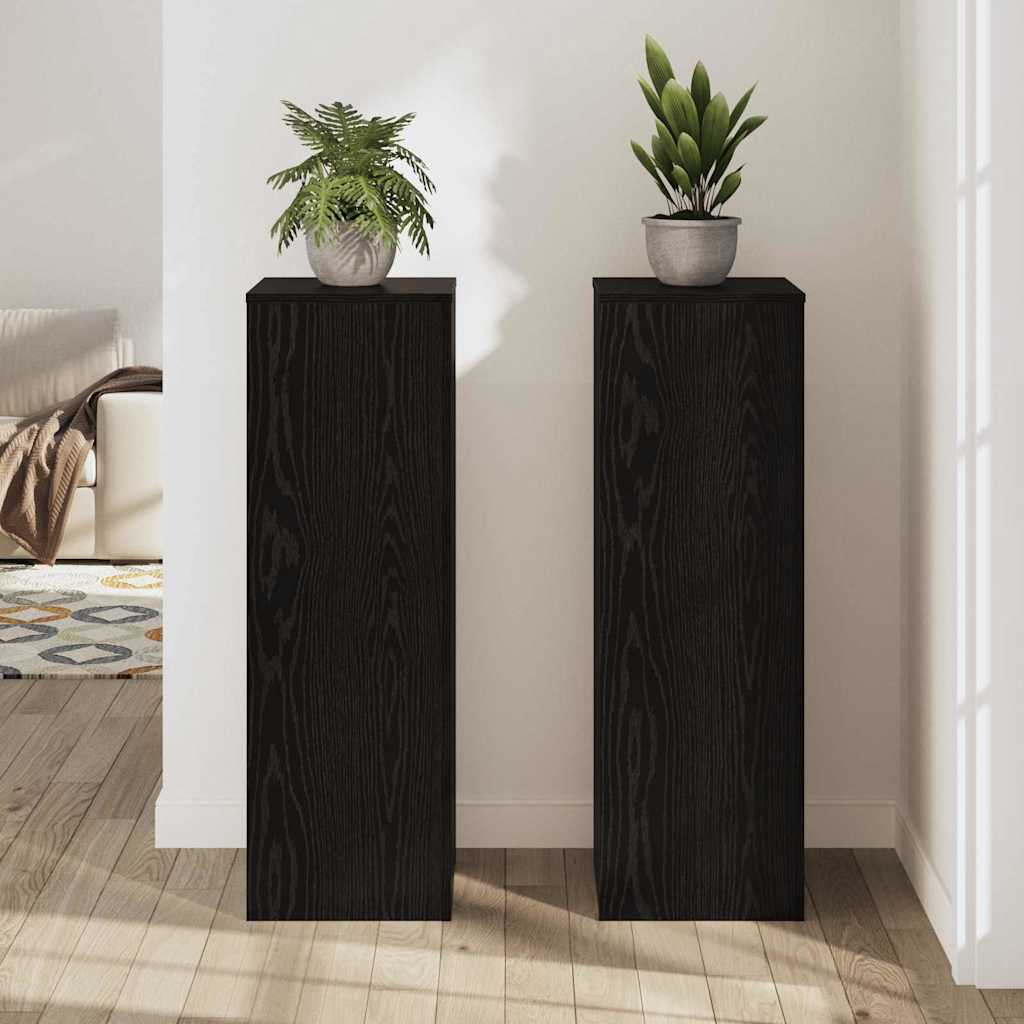 vidaXL Βάση φυτών 2 pcs Μαύρη δρυς 33 x 33 x 100 cm Επεξεργασμένο ξύλο