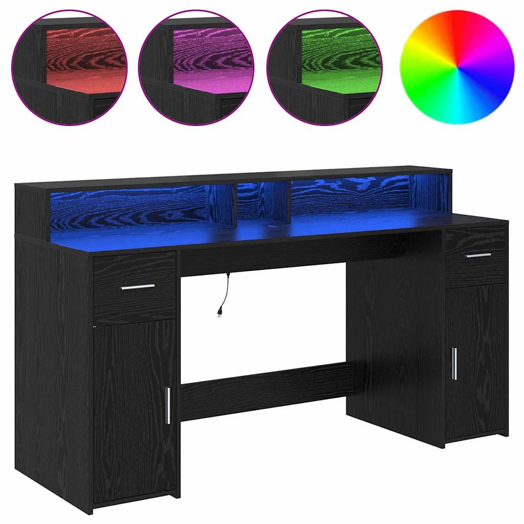 vidaXL Γραφείο με ράφι Μαύρη δρυς 160 x 55 x 91 εκ. Επεξεργασμένο ξύλο