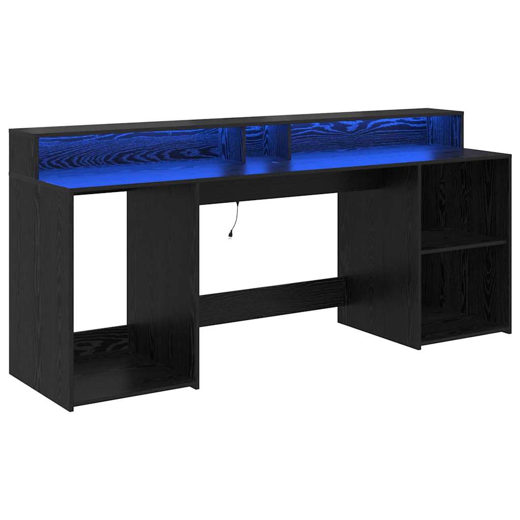 vidaXL Γραφείο με ράφι Μαύρη δρυς 200 x 55 x 91 εκ. Επεξεργασμένο ξύλο