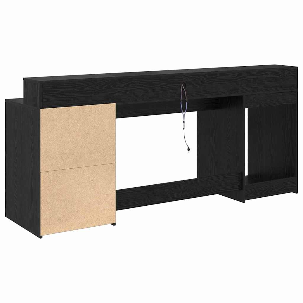 vidaXL Γραφείο με ράφι Μαύρη δρυς 200 x 55 x 91 εκ. Επεξεργασμένο ξύλο