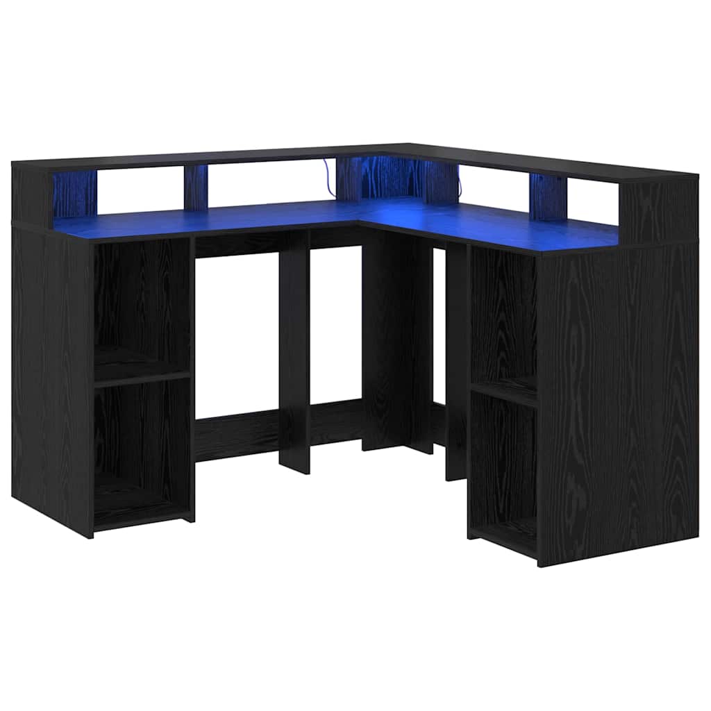 vidaXL Γραφείο Μαύρη δρυς 130 x 130 x 91 εκ. Επεξεργασμένο ξύλο