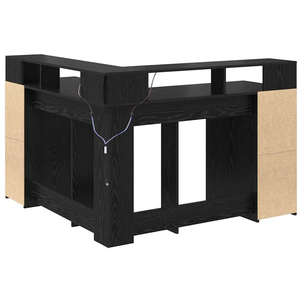 vidaXL Γραφείο Μαύρη δρυς 130 x 130 x 91 εκ. Επεξεργασμένο ξύλο