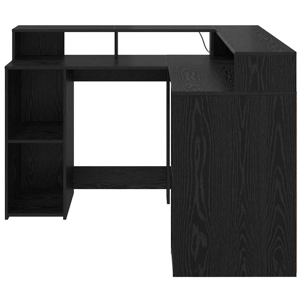 vidaXL Γραφείο Μαύρη δρυς 130 x 130 x 91 εκ. Επεξεργασμένο ξύλο