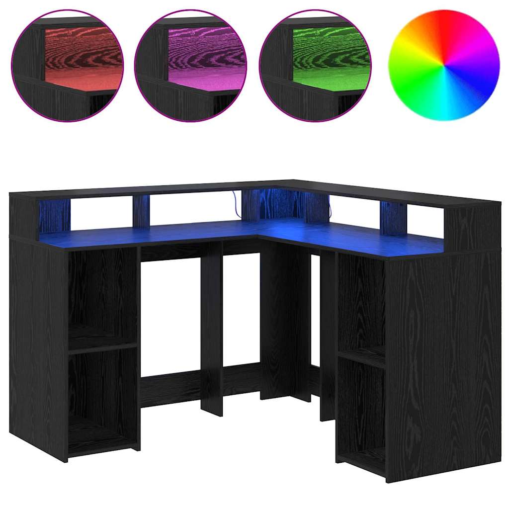 vidaXL Γραφείο Μαύρη δρυς 130 x 130 x 91 εκ. Επεξεργασμένο ξύλο