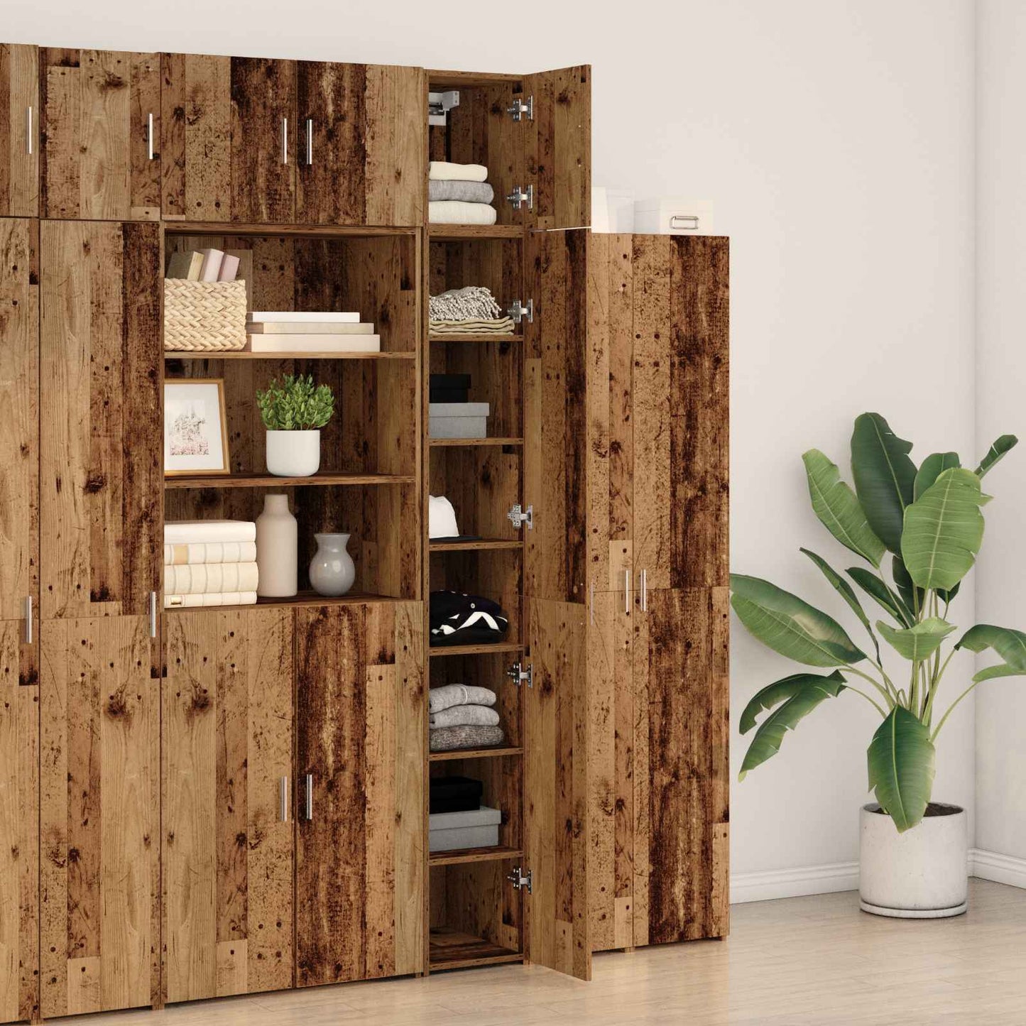 vidaXL Λεπτό Ντουλάπι Παλιά Ξυλεία 30x42.5x225 εκ. Μηχανικά ξύλο