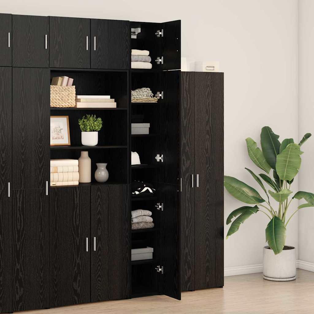 vidaXL Slim Storage Cabinet Μαύρος Δρυς 30x42.5x225 cm Επεξεργασμένο Ξύλο