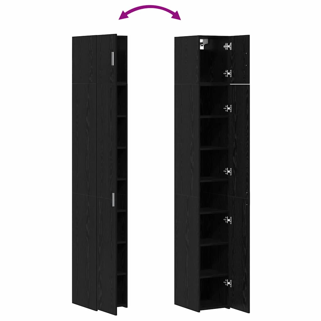 vidaXL Slim Storage Cabinet Μαύρος Δρυς 30x42.5x225 cm Επεξεργασμένο Ξύλο