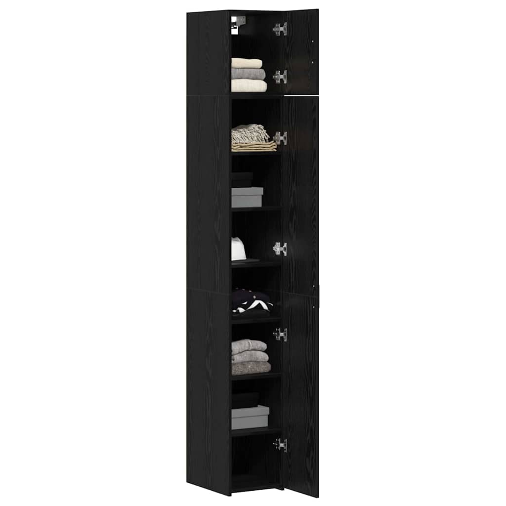 vidaXL Slim Storage Cabinet Μαύρος Δρυς 30x42.5x225 cm Επεξεργασμένο Ξύλο
