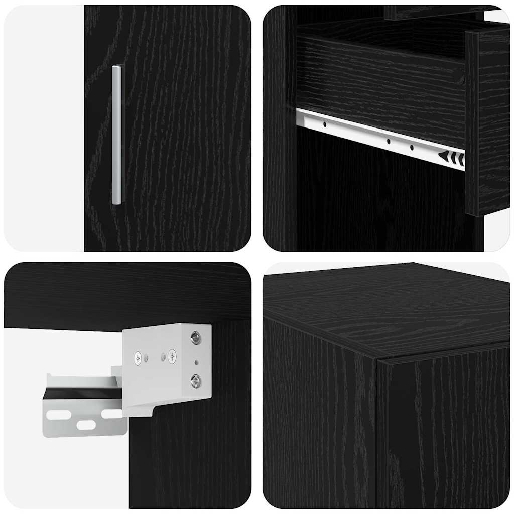vidaXL Slim Storage Cabinet Μαύρος Δρυός 30x42.5x225 εκ Μηχανουργικό Ξύλο