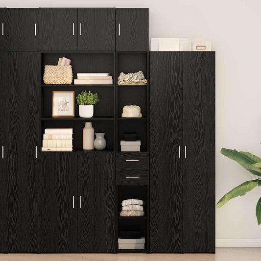 vidaXL Slim Storage Cabinet Μαύρος Δρυός 30x42.5x225 εκ Μηχανουργικό Ξύλο