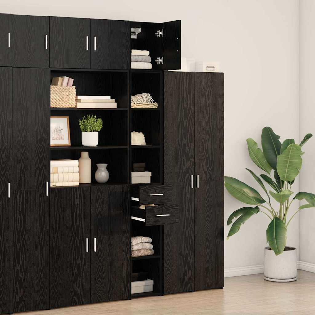 vidaXL Slim Storage Cabinet Μαύρος Δρυός 30x42.5x225 εκ Μηχανουργικό Ξύλο