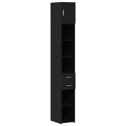 vidaXL Slim Storage Cabinet Μαύρος Δρυός 30x42.5x225 εκ Μηχανουργικό Ξύλο