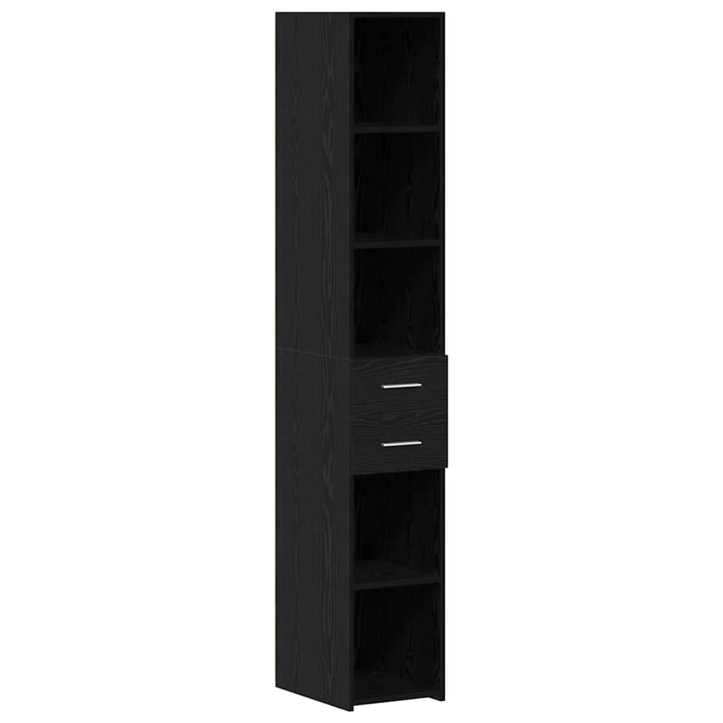 vidaXL Slim Storage Cabinet Μαύρος Δρυός 30x42.5x225 εκ Μηχανουργικό Ξύλο