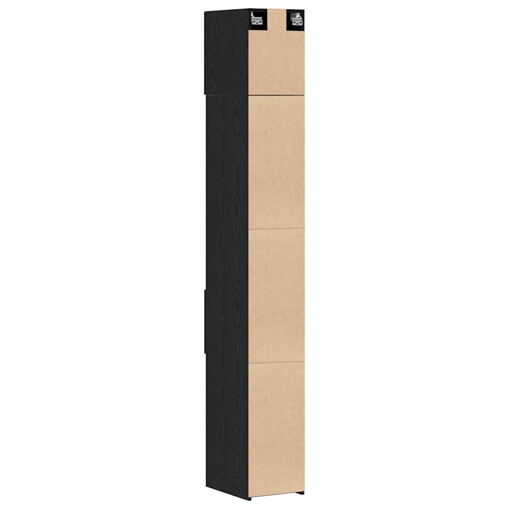 vidaXL Slim Storage Cabinet Μαύρος Δρυός 30x42.5x225 εκ Μηχανουργικό Ξύλο