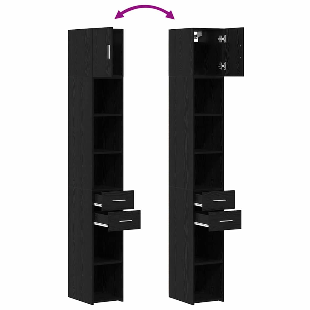 vidaXL Slim Storage Cabinet Μαύρος Δρυός 30x42.5x225 εκ Μηχανουργικό Ξύλο
