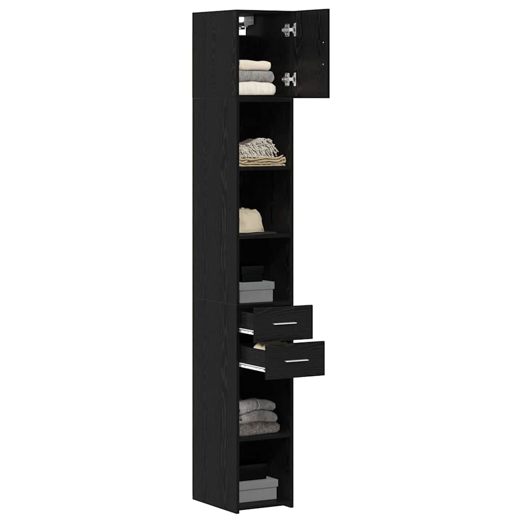 vidaXL Slim Storage Cabinet Μαύρος Δρυός 30x42.5x225 εκ Μηχανουργικό Ξύλο