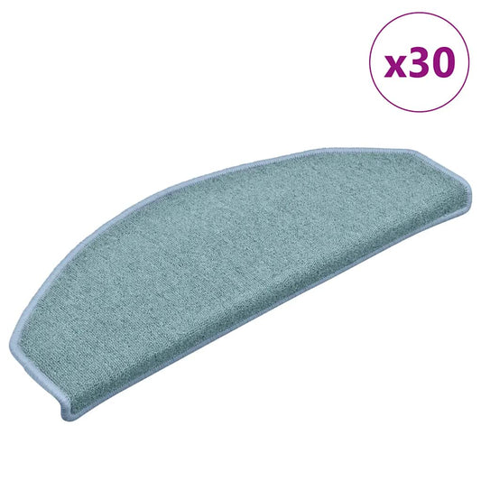 vidaXL Πατάκια Σκαλοπατιών 30 τεμ. 65x24x4 εκ. Θαλασσί Ημίστρογγυλά Μεγάλα