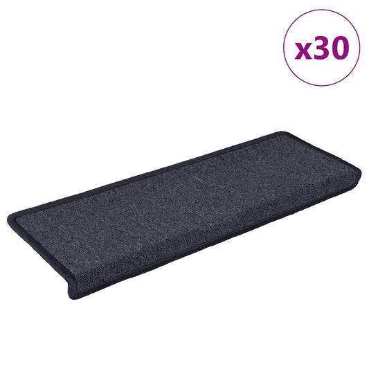 vidaXL Πατάκια Σκαλοπάτια 30 τεμ. 65x21x4 εκ. Σκούρο Γκρι και Μπλε Ορθογώνια Άκρη