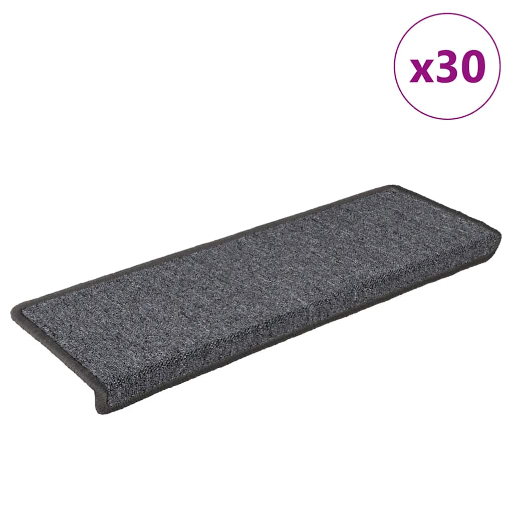 vidaXL Πατάκια Σκαλοπάτια 30 τεμ. Σκούρο Γκρι 65x21x4 εκ. με Ορθογώνια Άκρη