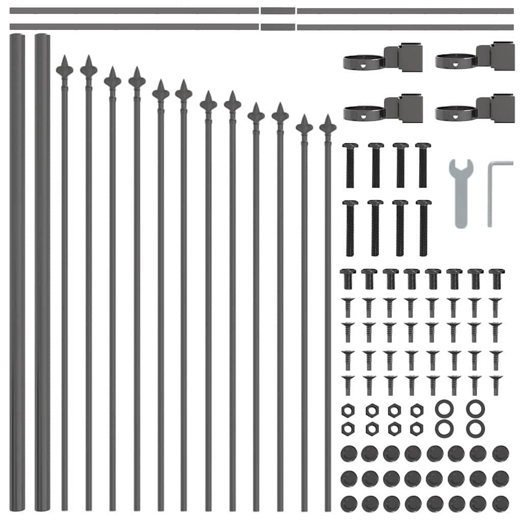 Φράκτης κήπου vidaXL με καμάρα, Γκρι, 8,5x0,75 μ, Χάλυβας